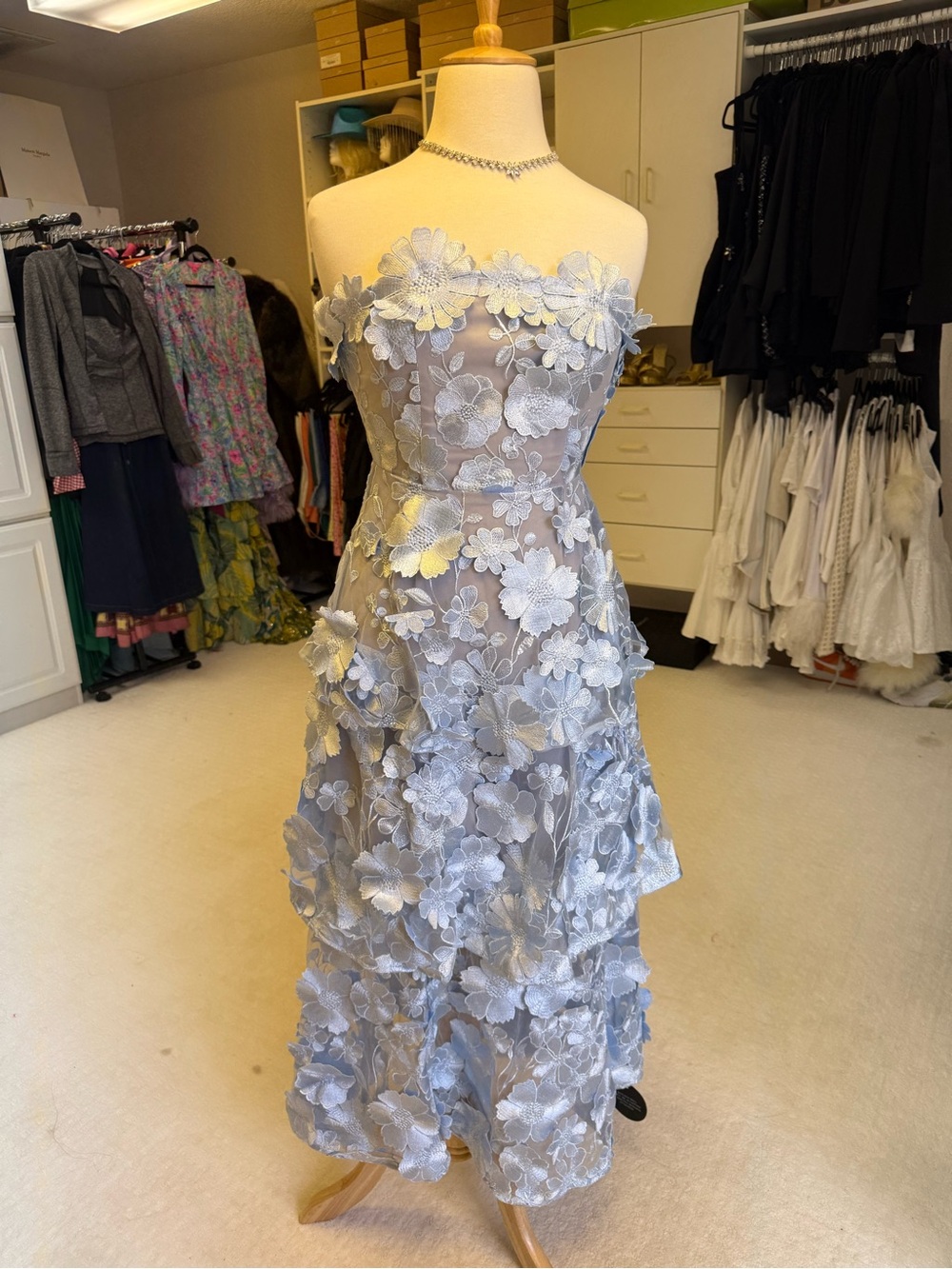 Elliat Selene Maxi Tiered 3D Dress In Blue